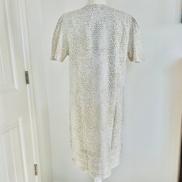 NWT Nicole Miller Original Ladies' White & Tan Pleat Hem Linen Blend Shirt Dress - Picture 5 of 14